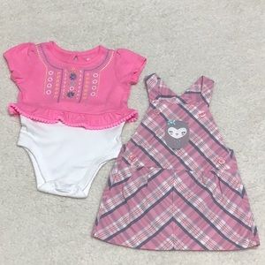 2 for 1 $  ONESIE & PINAFORE in Pink🌸3-6MO